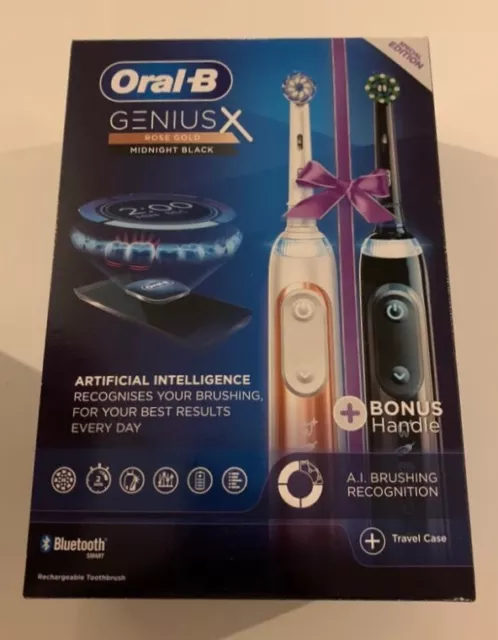 Brand New Oral-B Genius X Rose Gold Toothbrush With Charging Travel Case & Head