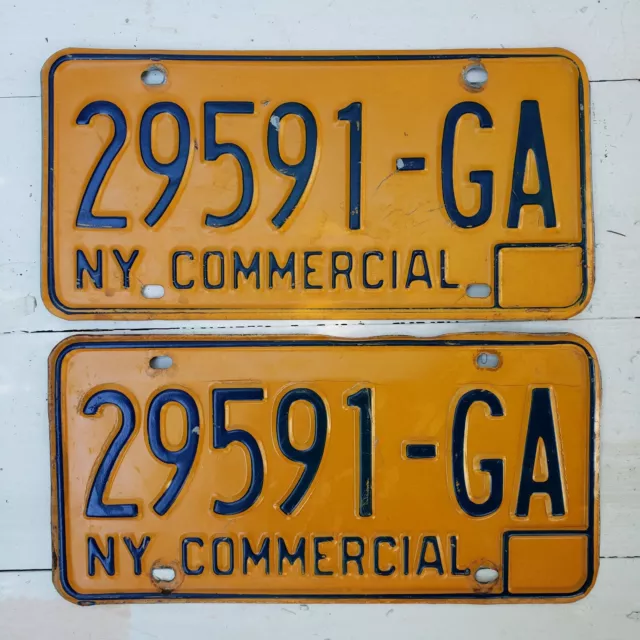 Vintage 1960's 1970's License Plate Pair Set NY Commercial New York 29591-GA
