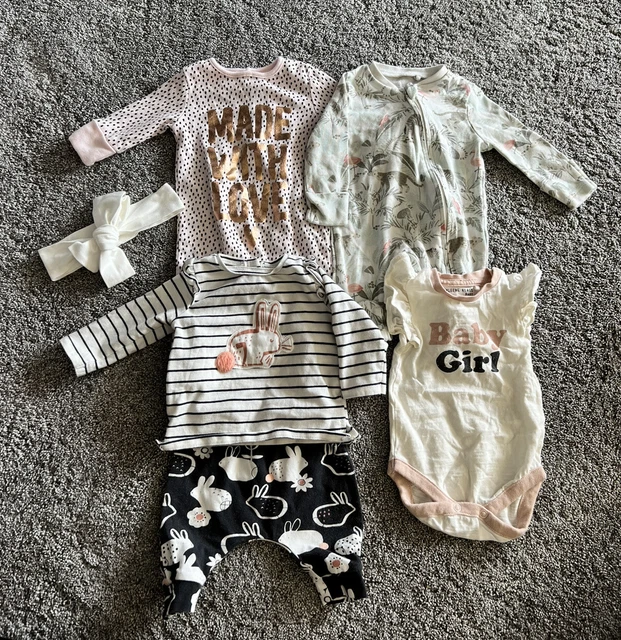 Baby Girl Bundle Up To 1 Month 10Lb Sleepsuit Vest Outfit Set Newborn