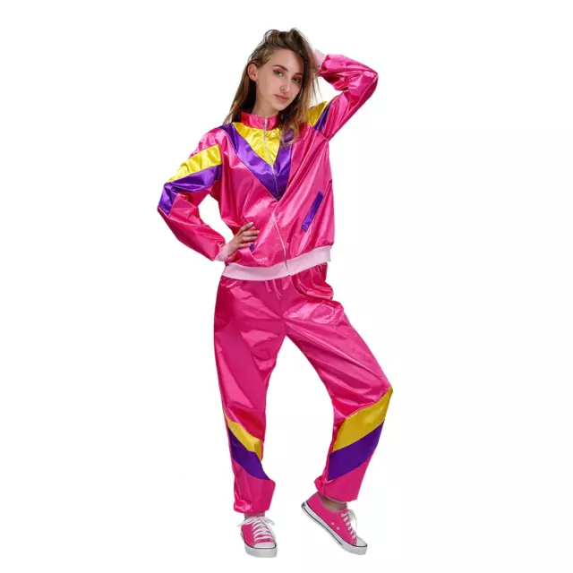 80s Pink Tracksuit Lets Get Physical Disco Neon Ladies Costume