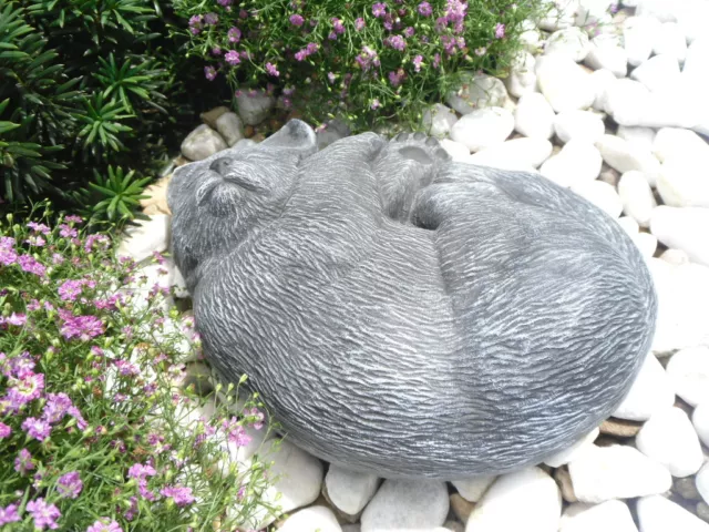 Steinfigur Katze, Gartenfigur Gartendeko Geschenk Figur Steinguss Tierfigur 3