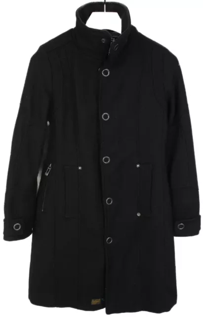 G-Star Raw Captain Manteau Femmes Petit Laine Mélange Noir mi-Long Complet Zip