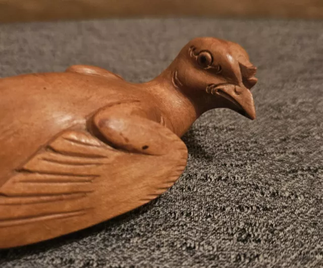 Small Bird, Turned Wood, Hand Carved, Antique, Collectable, Possibly Oriental,