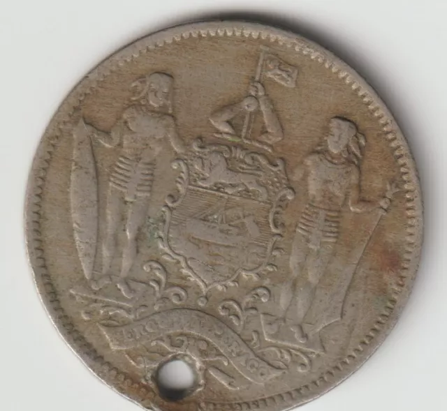 5-cent coin from STATE OF NORTH BORNEO - scarce (holed)