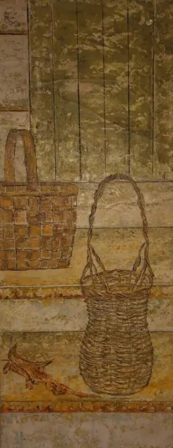 BASKETS BY HARRIETTE HARRA OIL PAINTING ON CANVAS Wicker Woven Basket 2