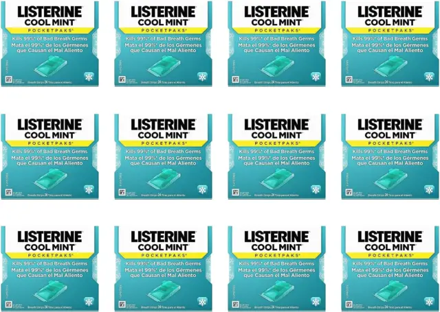 Listerine Pocketpaks Atem Strips Cool Mint 24 Stück (12Er-Pack)