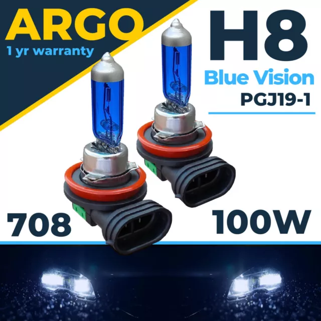 H8 Xenon Ice Blue Hid Headlight Cool 708 PGJ19-1 Front Fog Lamp Light Bulbs 12v