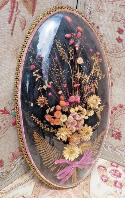 Cadre ovale vintage fleurs séchées