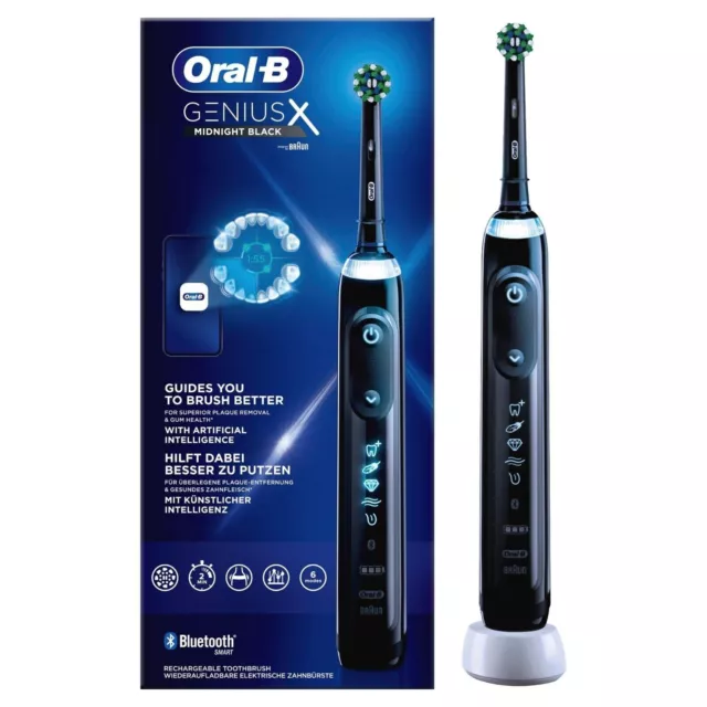 Oral-B Elektrische Akkuzahnbürste Genius X Bluetooth Timer Zahnpflege Schwarz