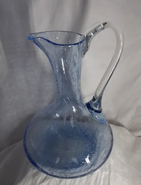 Carafe à décanter en verre bullé soufflé fabrication artisanale  Biot bleu 1,5 L