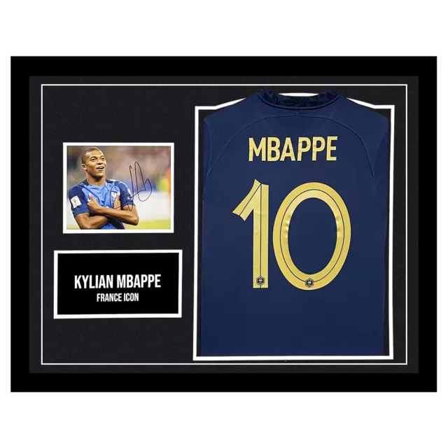 Signed Kylian Mbappe Framed Display - France Icon Shirt +COA