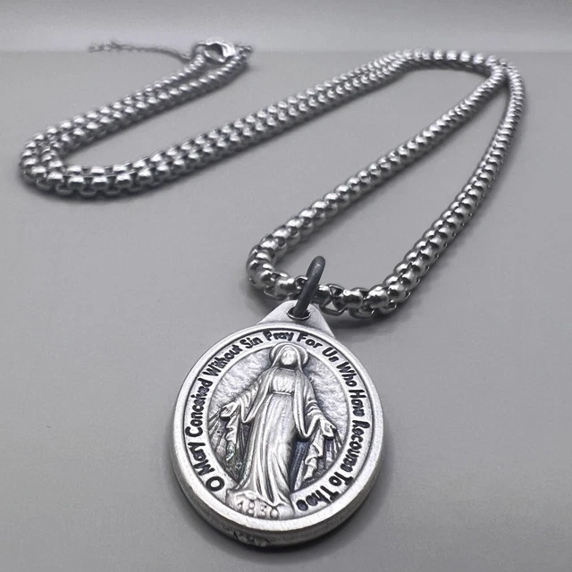 MIRACULOUS MEDAL OF Our Lady Of Graces Pendant necklace Charm Catholic ...