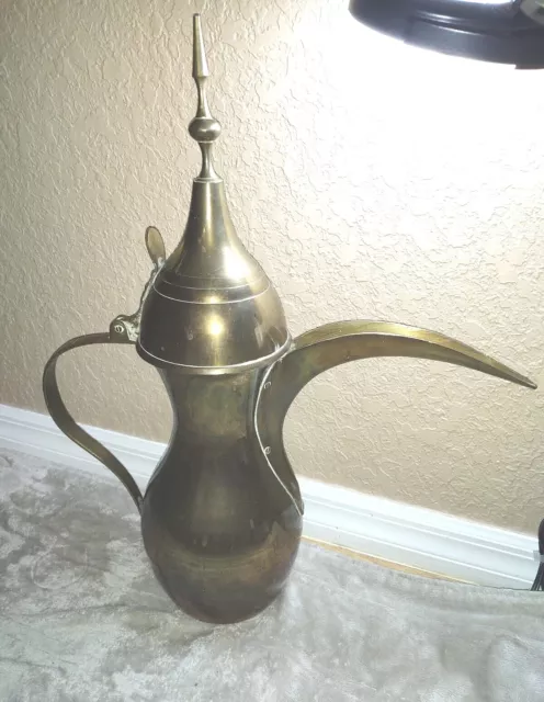 Antique Islamic 23.5" Arabic Turkish Dallah Brass Coffee tea Pot Tall Saudi