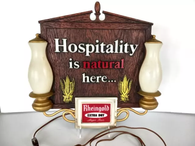 Rheingold Lighted Beer Sign Extra Dry Lager Beer "Hospitality is natural here"