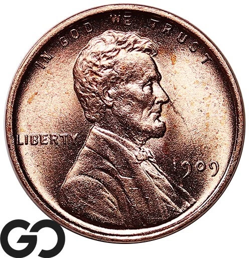 1909 VDB Lincoln Cent Wheat Penny, Brilliant RED, Lustrous Solid Gem BU++ RD!