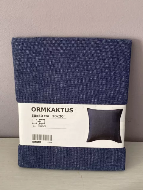 IKEA ORMKAKTUS Blue DENIM Throw Pillow Cover  20 x 20 ~ 100% Cotton ~ India
