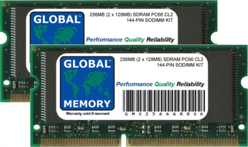 256MB (2 x 128MB) PC66 66MHz 144-PIN SDRAM SODIMM MEMORY RAM KIT FOR LAPTOPS