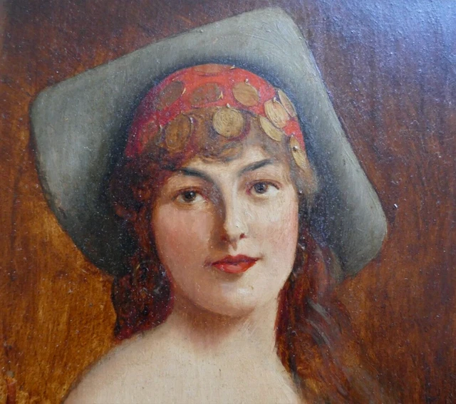 Tableau Orientaliste Huile Sur Toile – Larbi Houkad Fin XIXe – Scène De Voyage Signée 45x35cm