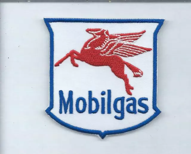 New 3 1/8 Inch Mobilgas Gasoline Iron On Patch Free Shipping P1