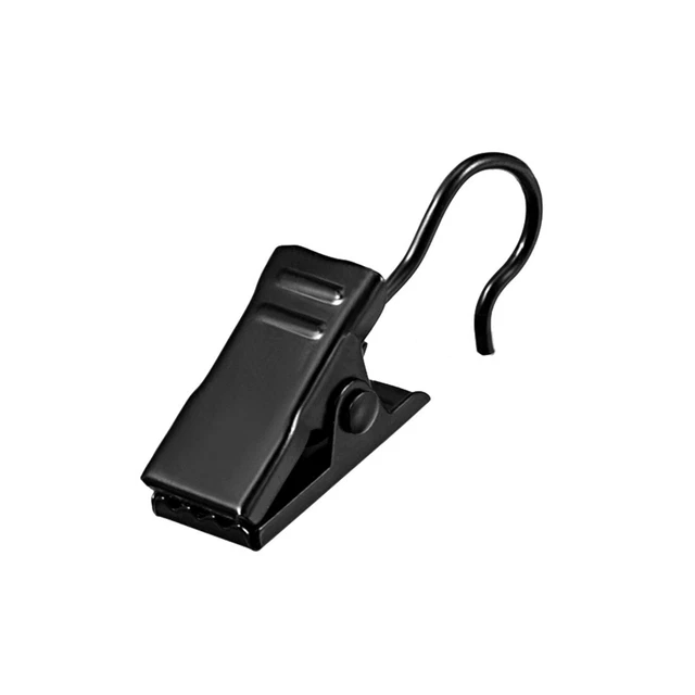 Curtain Clips with Hooks Metal 18mm Clip Length Black 50 Pcs