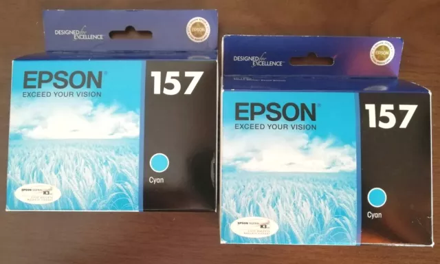 2-Pack OEM Genuine EPSON 157 Cyan T157220 Ink Cartridges for Stylus Pro R-3000