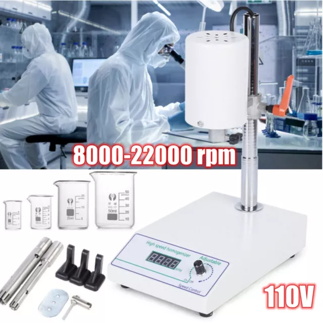 High Speed Homogenizer Adjustable Lab Disperser Mixer 8000 to 22000rpm 220W 110V