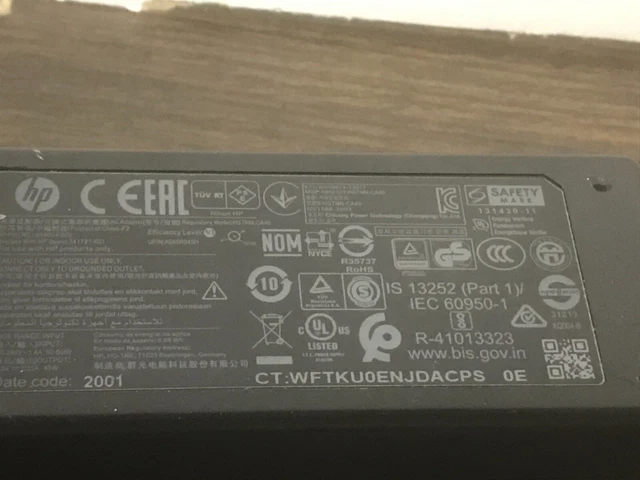 GENUINE HP LAPTOP Charger Adapter IS-13252 Part 1 IEC 60950-1 R ...