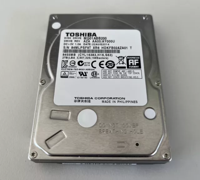 TOSHIBA 2TB HDD (MQ01ABB200) 2,5" Zoll 5400 U/min SATA - interne Festplatte