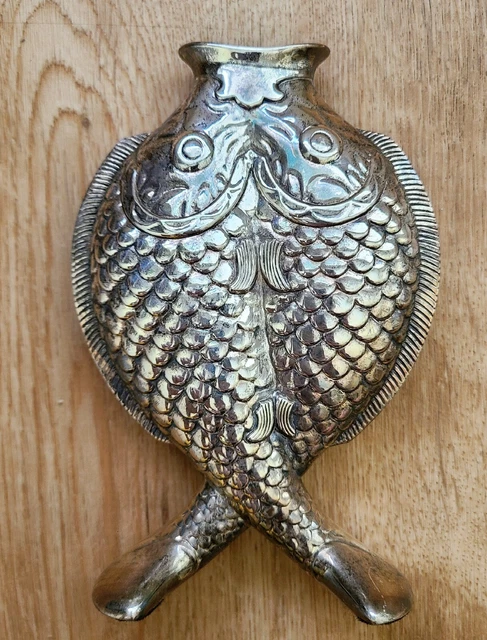Vintage Christofle Silver Plate Fish Vase Double Deux French Heavy