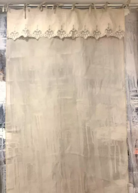 Tenda finestra con Mantovana Shabby Chic 60 x 240 Colore Bianco Celest –  Dressing Home