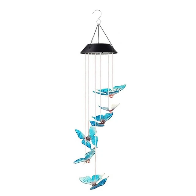 Butterfly LED Colour Changing Solar Wind Chimes Light,Outdoors Garden Tree  P7K3
