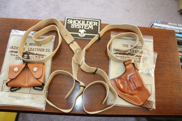 VINTAGE JACKASS / GALCO Brown Leather Shoulder Holster Rig For S&W