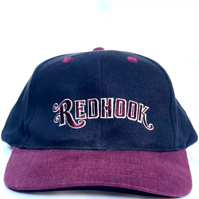 Redhook Ale Brewery Baseball Cap 100% Cotton Hat Black w/Burgundy Brim OSFM