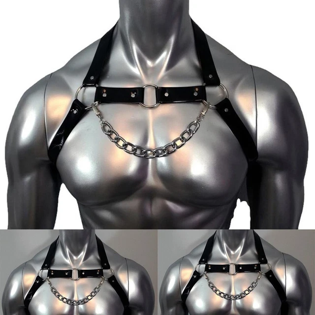 Harnais corporel sexy en cuir PU lingerie bondage clubwear costume pour hommes