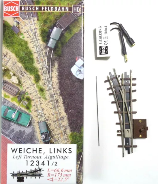 Busch 12341 /2 Feldbahn H0f, 1 Handweiche Länge 66,6 mm, Radius 175 mm 22,5° Neu