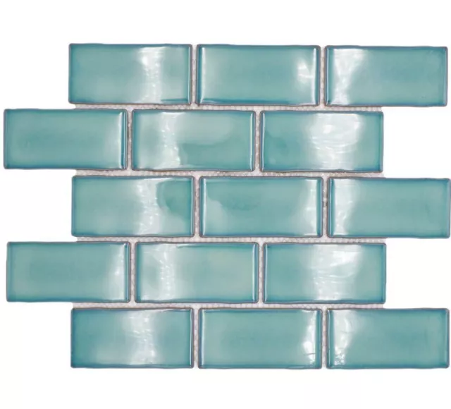 Mosaïque Métro Sybway Céramique Composite Vert Pastel Brillant 10 Surfaces