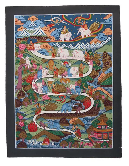 Thangka - Way to Heaven - selten - handgemalt - Nepal - Tibet