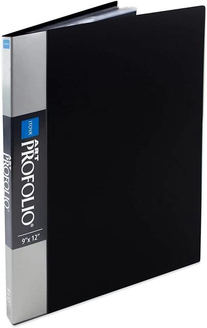 Original Art Profolio 9X12 Black Art Portfolio Binder with Plastic Sleeves and 4