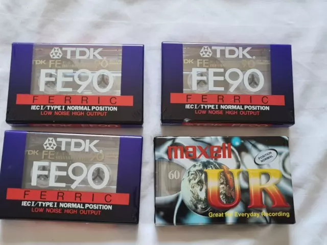 3 X TDK FE90 Minutes Blank + Maxell UR60 Cassette Tape