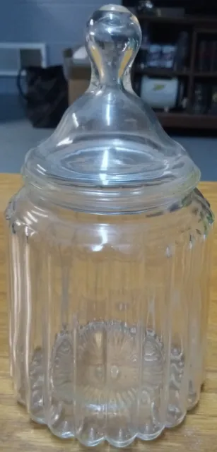 Antique Ribbed Clear Glass Apothecary General Store Farm House Candy Jar
