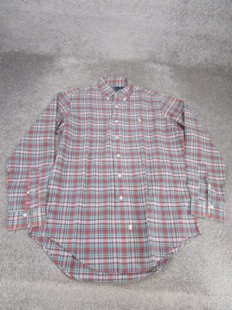 Polo Ralph Lauren Shirt Mens Medium Green Plaid Cotton