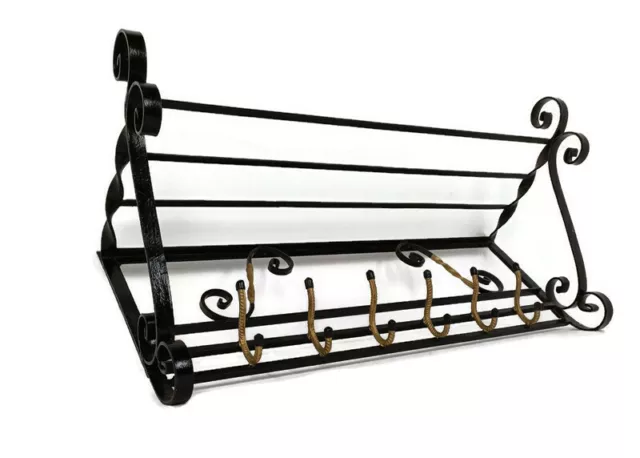 Wrought Iron Two  Toned Coat Hat Wall Rack Vintage  Beautiful Barn Country Style