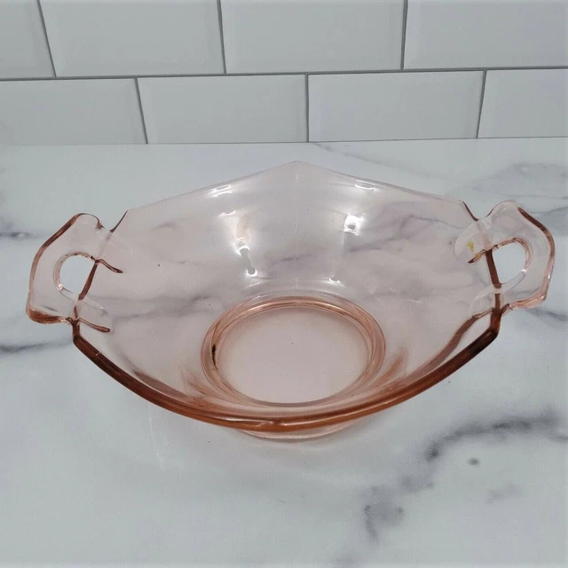 VINTAGE PINK DEPRESSION Glass Candy Dish with handles 19.99 PicClick