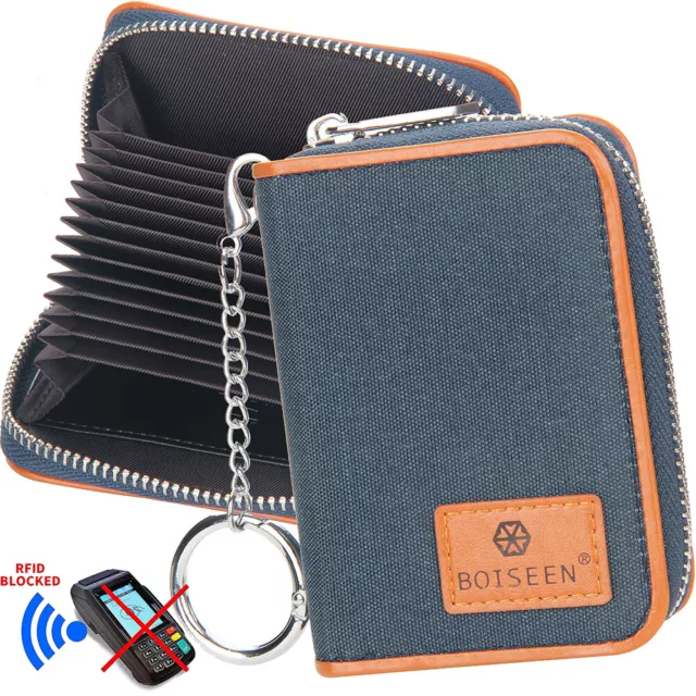 Credit Card Wallet,Men Women Zipper Card Cases Holder,RFID Blocking,Key Chain,US