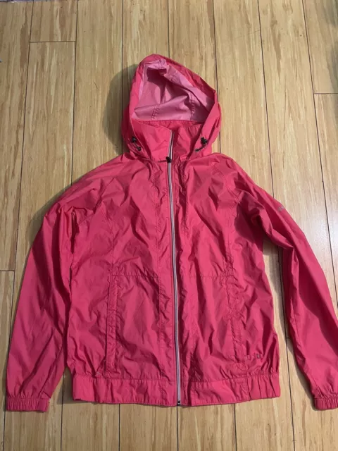 Columbia Jacket Womens Small Pink Hooded Rain Coat Lightweight Windbreaker Vent