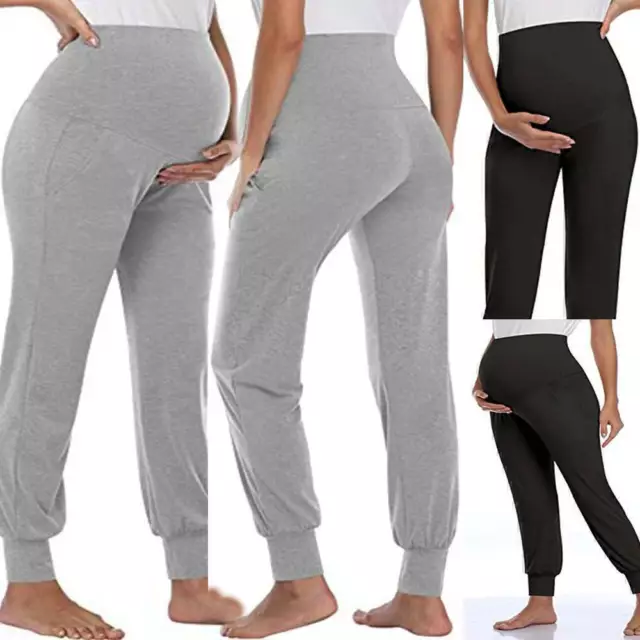 Pregnant Womens Maternity Pants Casual Loose Joggers Elastic Waist Trousers UK