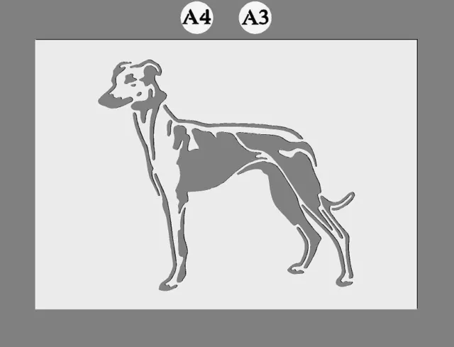 Mylar Stencil, 'Greyhound Dog' 125/190 micron, A5/A4/A3 Reusable Mylar