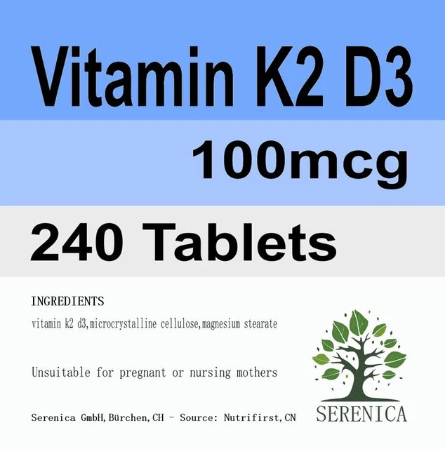 Vitamin K2 100mcg Vitamin D3 5000 IU x 240 Tablets