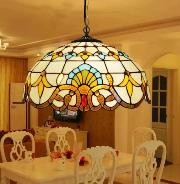 Tiffany Pendant Lamp 16in, Leadglass Stained Glass for Living Restaurant Bar 2