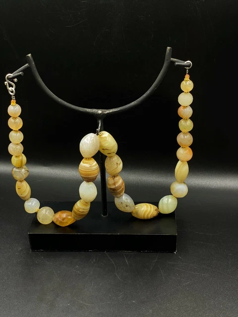 Old Antique Ancient Himalayan Indo Tibetan Sulumani Agate Beads Mala Top Beads